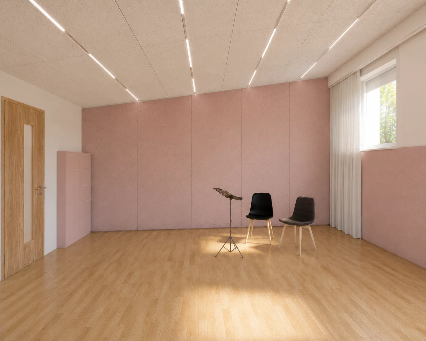 Image de synthèse d'un studio de musique